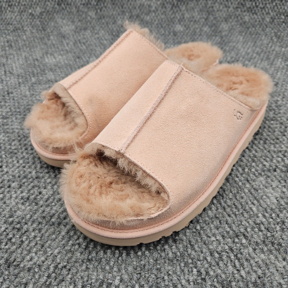 UGG Women's 10-10.5 Greenport Slipper Slide Pink Suede Shearling Open Toe Shoes